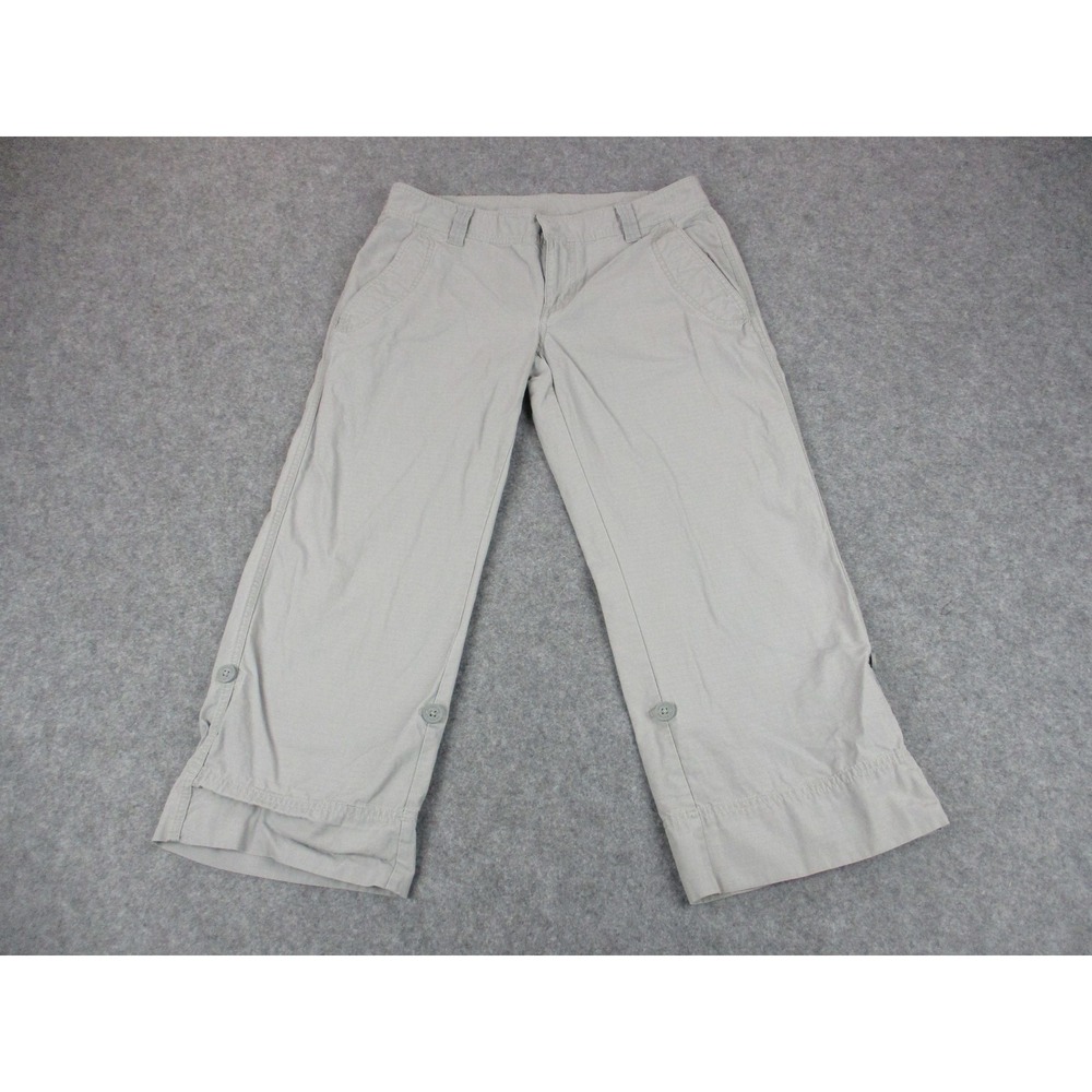 North Face Pants Womens 10 Gray Capri Roll Tab Ripstop Pockets Outdoors Hiking